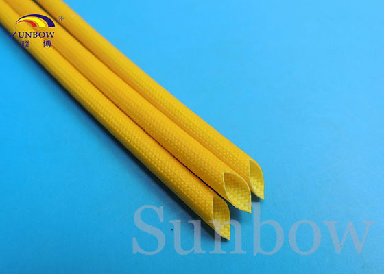 الصين H Class 2.5KV Yellow Silicone Fiberglass Sleeving Flexibility Flame Retarding Properties المزود