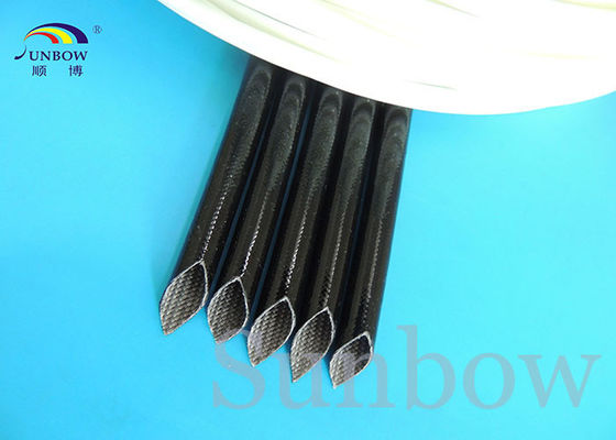 الصين 4.0KV 10mm Black Resin Silicone Coated Fiberglass Sleeve For Wire Insulation المزود