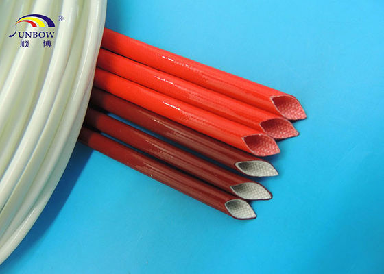 الصين Flame Retardant Red Silicone Fiberglass Sleeve For Insulating Protection المزود