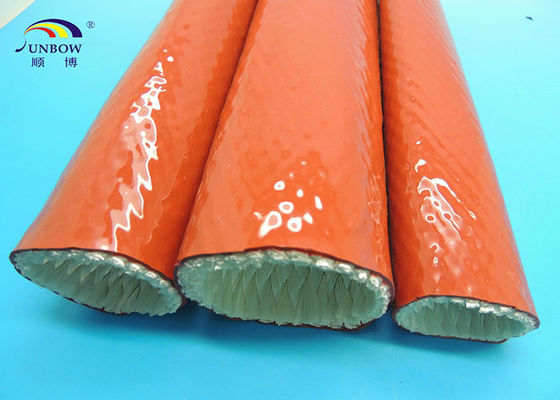 الصين Red 100MM Silicone Resin Saturated Fiberglass Heat Resistant Sleeving Insulation المزود